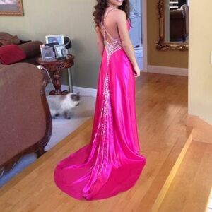 Nina Canacci Vibrant Pink Backless Dress